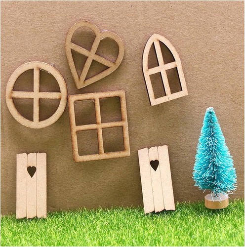 Set of 50 Wooden Mini Window Door Decor Crafts Wood Window Cutout Embellishments - Picture 5 of 5
