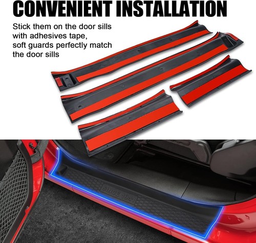 4-Piece Durable Rubber Door Sill Guards for 2018-2025 Jeep Wrangler & Gladiator - Picture 7 of 9