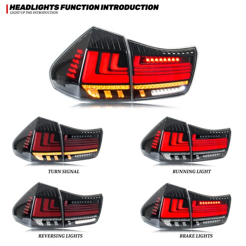 LED Tail Lights for Lexus RX330 RX350 RX400h 2004-2009 Sequential Rear Lamps - Picture 2 of 5