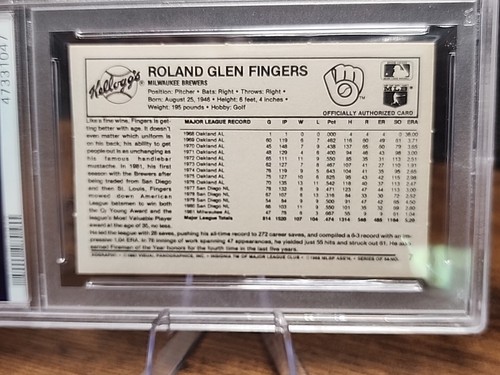 1982 Kellogg's 3-D Super Stars Rollie Fingers #7 PSA 9 MINT HOF - Picture 2 of 3