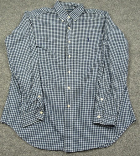 Ralph Lauren Shirt Men Large Classic Fit Blue Green White Plaid Long Sleeve - Picture 2 of 8