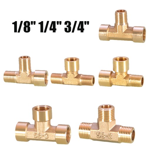 Brass BSP T-Shape Female/Male Thread 1/8" 1/4" 3/4" Tee Connector Pipe Fittings - Picture 2 of 24