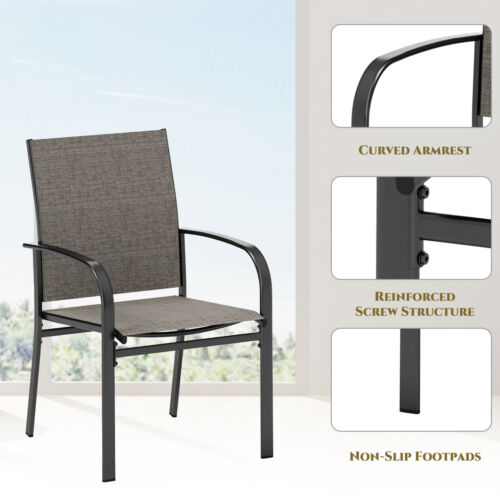 5 Piece Outdoor Dining Set Patio Table & Chairs Set 4 Textilene Chairs - Picture 7 of 8