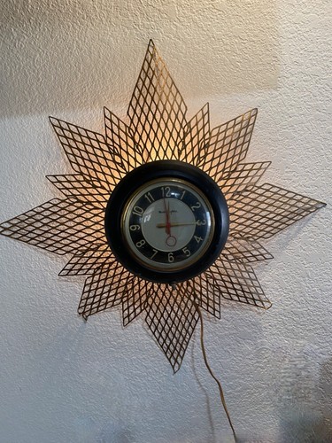 Mastercrafters Starburst #128 MCM Electric Wall Clock 1950s All Original Works! - Picture 6 of 18