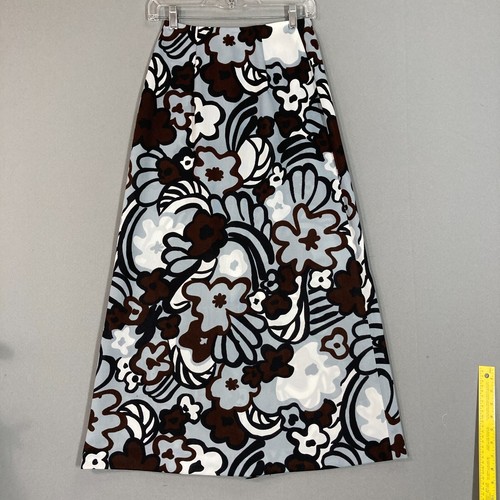 Vintage 60er 70er Jahre Damen Blumen langer Maxirock psychedelisch Boho Hippie Größe 7/8 24" W - Bild 7 von 12