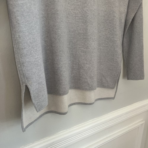 Vince Women’s Gray Cotton Cropped Sweatshirt Top XS Pullover Long Sleeves Hi-Lo - Picture 5 of 7
