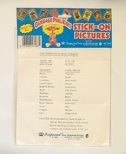 1985 Garbage Pail Kinder zum Aufkleben Bilder versiegelt geschwollene Aufkleber 10/12 verschiedene - Bild 2 von 2