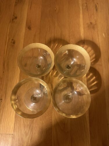 Set of 4 Vintage 24k Gold Rimmed Tiffin Franciscan Wine Glasses - Picture 2 of 3