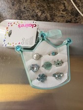 Claire's girls 7 piece adjustable ring set in case NWT