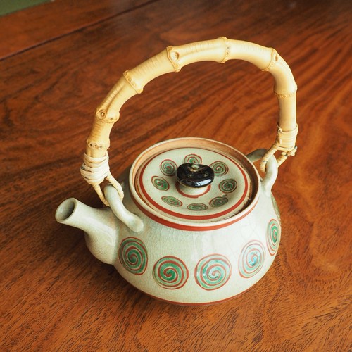Tetera Kutani japonesa años 40 - Estilo Kyusu - Cerámica antigua para té verde - Imagen 4 de 19