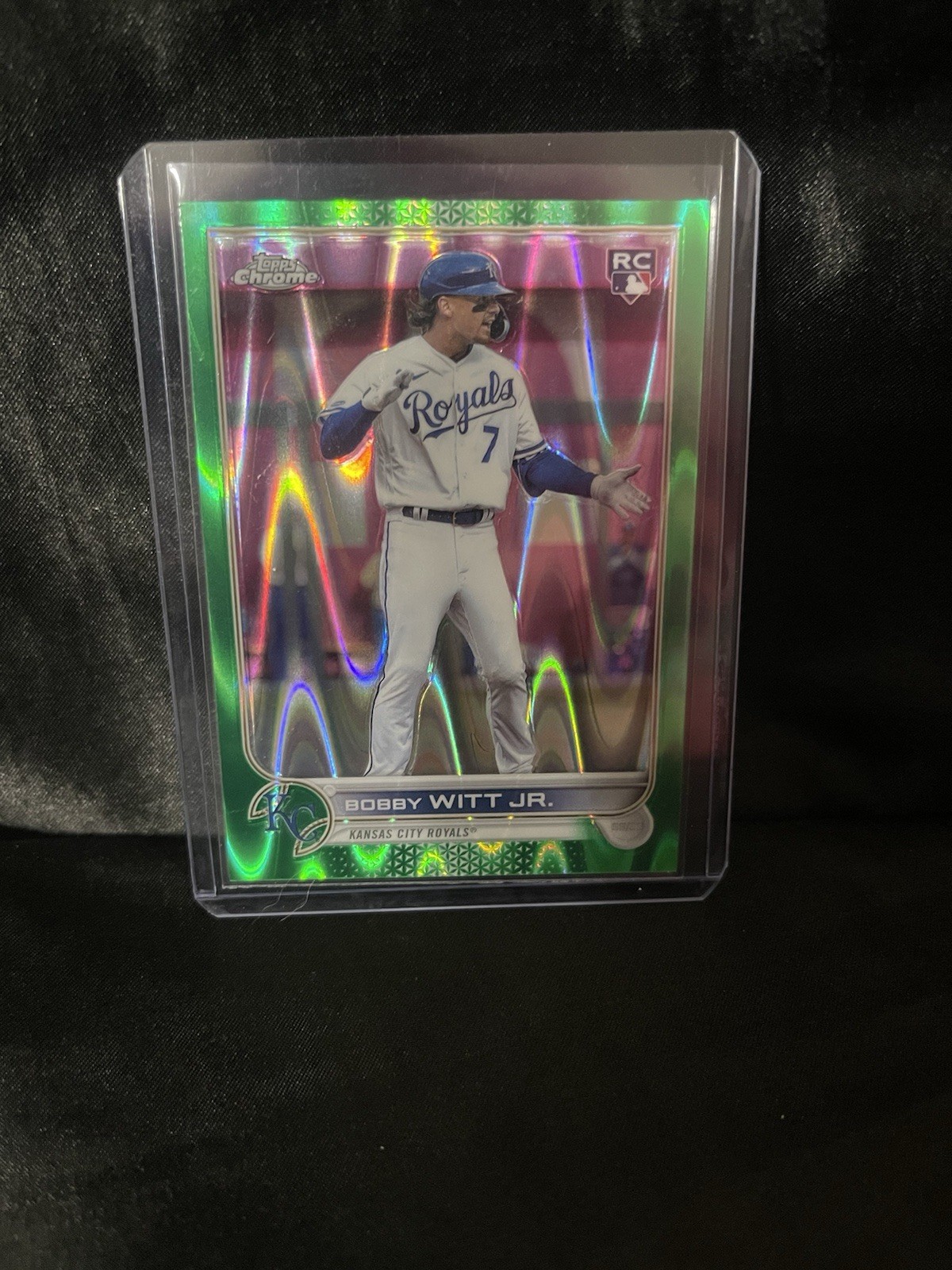Bobby Witt Jr. 2022 Topps Chrome Sonic Green Ray Wave Refractor Rookie 35/99
