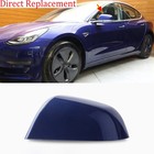 Blue Left Driver Side Door Rearview Mirror Cover Cap For Tesla Model 3 2017-2022