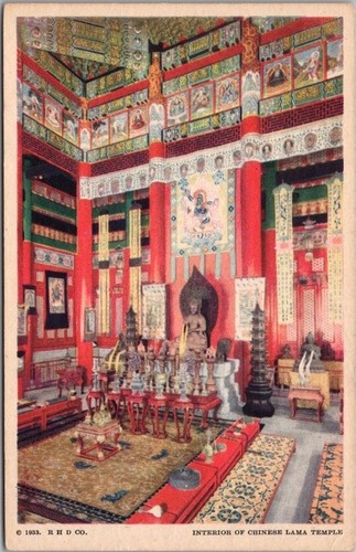 1933 Chicago World's Fair Postcard "INTERIOR CHINESE LAMA TEMPLE" Donnelley 100