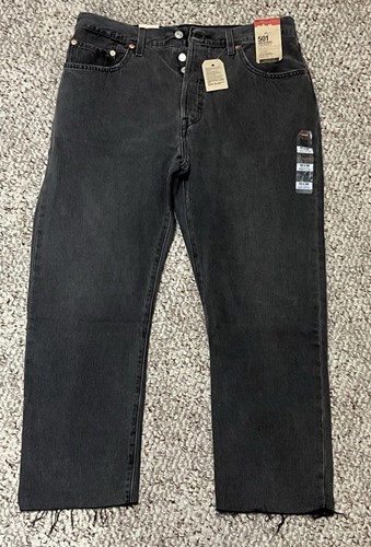 Levi’s 501 Original Cropped High Rise Button Fly Black Denim Jeans Women’s 32x26