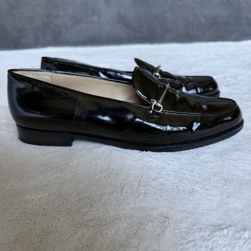 Geniune GUCCI Womens Black Patent Leather Slim Horsebit Loafers Sz 8B - Picture 5 of 10