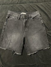 SO Super High Rise Dad Shorts Black Dark Wash Denim 7/28W 6" Inseam 5-Pocket