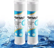 Vortopt 1 Micron 2.5" x 10" Whole House CTO Carbon Sediment Water Filter System
