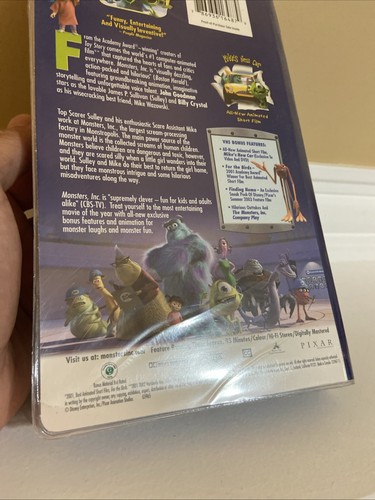 Monsters Inc VHS Blue Tape Clear Clamshell Disney Pixar 2001 - Not Tested - Picture 3 of 6