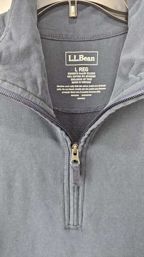 LL Bean Women's Ultrasoft Sweats Quarter Zip Pullover Sweatshirt Blue Size L - Picture 2 of 13