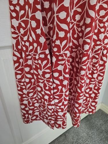 Seasalt Beach Glass Dress Size 10 Sleeveless Cotton Tiered Red Midaxi Summer - Picture 9 of 13