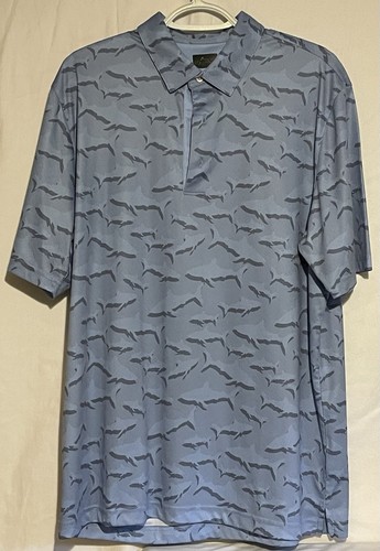 Greg Norman Play Dry Shark Camo Print Golf SS Polo Shirt