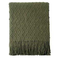 50x60" Olive Green Textured Knit Throw Blanket for Couch Soft Decorative