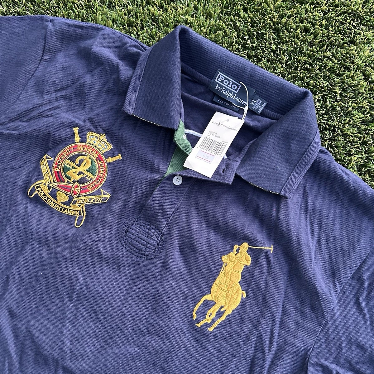 Ralph Lauren N.Blue Custom Slim Fit Polo Shirt With BIG PONY