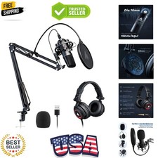 Microphone with Studio Headphone Set 192kHz/24bit Vocal Condenser Cardioid Po...