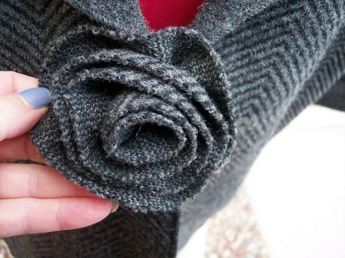 Elena Solano 100% wool plus size 1x cardigan sweater jacket coat rosette topper - Picture 3 of 10