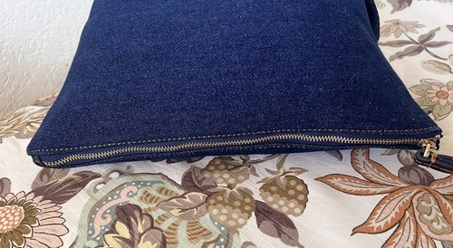 MUÑEQUERA OVERSIZE MADEWELL ALGODÓN AZUL DENIM Y CUERO NUEVA SIN ETIQUETAS - Imagen 8 de 16