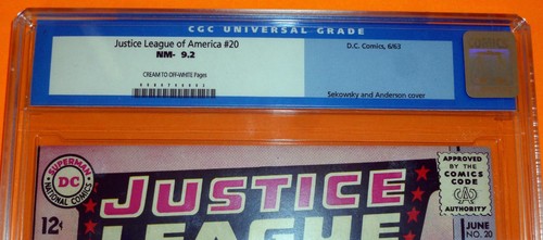 1963 JUSTICE LEAGUE OF AMERICA #20 CGC 9.2 Cream/Off-White NM- Sekowsky Anderson - Picture 2 of 3