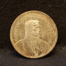 1935 Switzerland silver 5 francs, herdsman, UNC, KM-40 (SZ4)