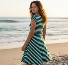 Old Navy Small Jersey Knit Swing Tank Dress Green Stripe Casual Women's