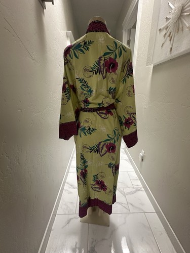 Kimono Morgenmantel mit weicher Umrandung Baumwolle Blockdruck Größe M - Bild 6 von 9