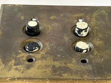 2 Vintage Push Button Electrical Light Switches w/ Double Cover Plate - Works