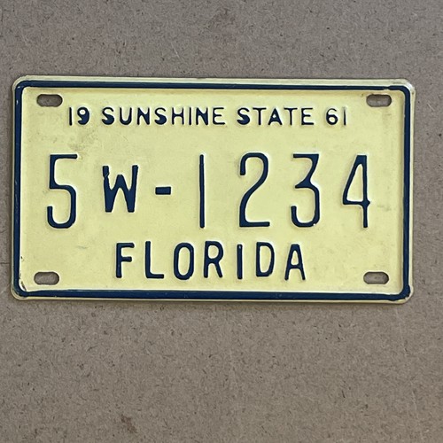 1961 Florida Wheaties Miniature mini Cereal Bicycle License Plate - Picture 1 of 4