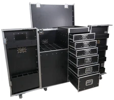 ProX XS-6DMIC25W Flight Style Mic Stand + Drawer Combo Case w/ Side Door Storage