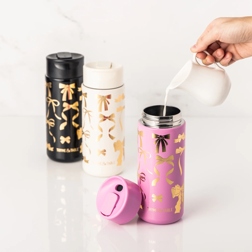 Thymian & Table 22 Unzen Edelstahl Kaffeebecher Creme Gold Schleifen Isoliert - Bild 7 von 12