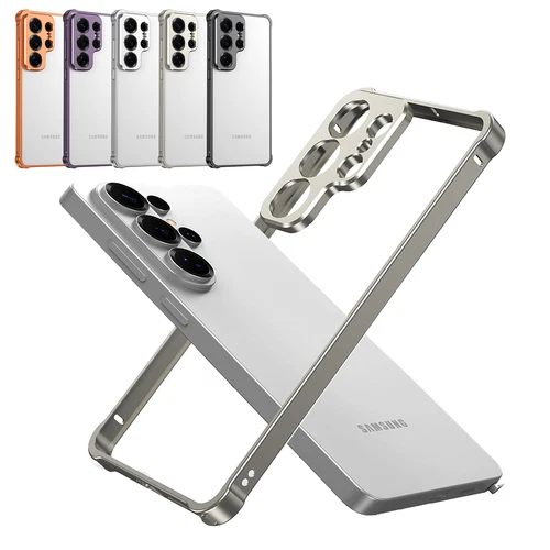For Samsung Galaxy S26 S25 S24+ S23 Ultra Metal Bumper Case + Camera Lens Frame
