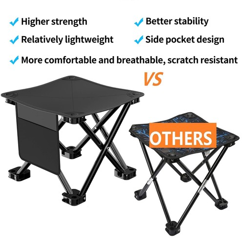 Folding Camping Stool, 13 inch Portable Picnic Stool for Camping Fishing Hiki... - Picture 4 of 6