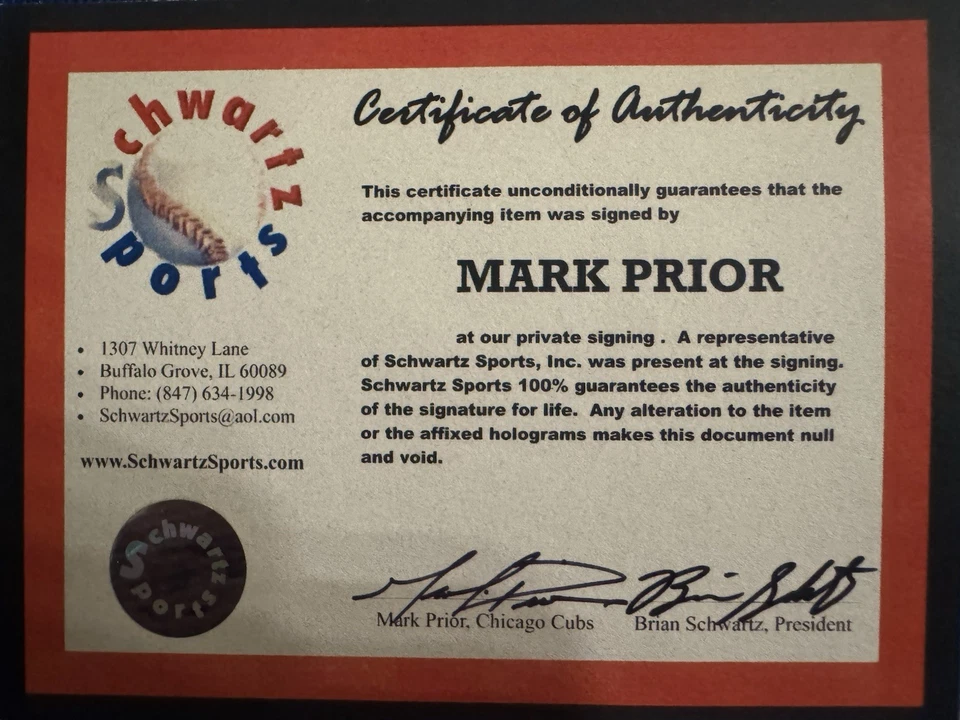 2 FOR 1 = (2) Autographed Mark Prior Chicago Cubs Jerseys -With COA HOME &AWAY - Image 4 of 4