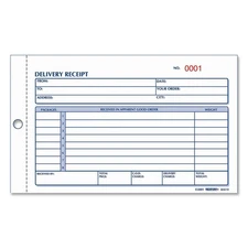 Delivery Receipt Book, Three-Part Carbonless, 6.38 x 4.25, 50 Forms Total