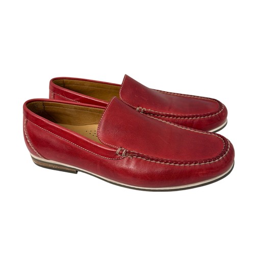 Martin Dingman Shoes Mens 9 M Red Leather Loafers Brazil Slip On Countrywear - Picture 1 of 10