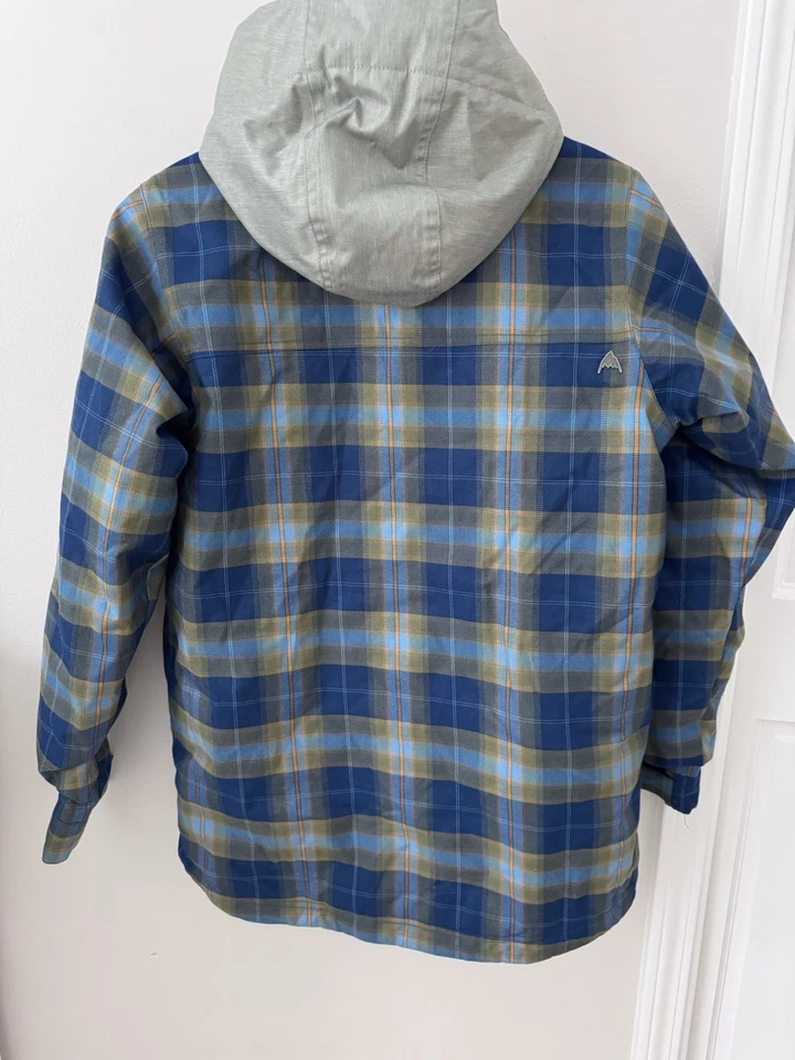 Burton Snowboard Jacket Youth Boys L 14 16 Blue Plaid Dryride Ski Coat - Image 2 of 4