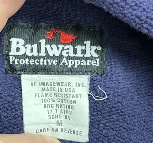 Bulwark FR Hoodie Flame Resistant Full Zip Adult Medium Blue Distressed USA Work - Picture 16 of 24