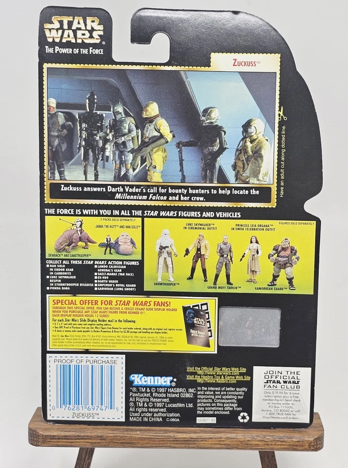 Star Wars Zuckuss Bounty Hunter con marco congelado POTF 1997 tarjeta verde sellada Foto 4 de 4