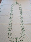 Large Eyelet Embroidered Red & Green Holly Christmas Formal Tablecloth 117x67"