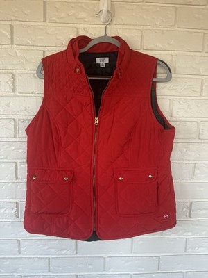 Crown & Ivy Red Quilted Puffer Vest XL Cozy Preppy Fall Winter Layering