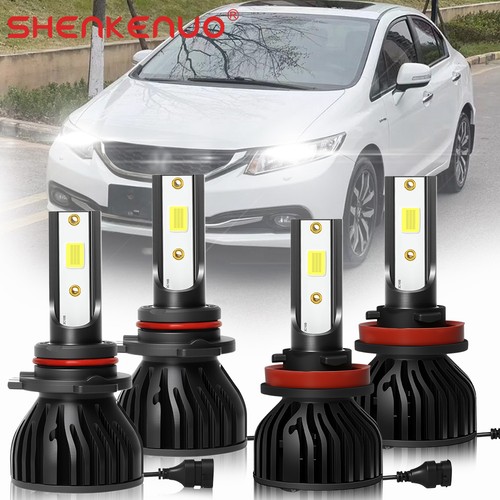 4x LED Headlight Hi-Low Beam Fog Light Bulbs Fit Honda Civic 2006-2015 Combo - Picture 1 of 11