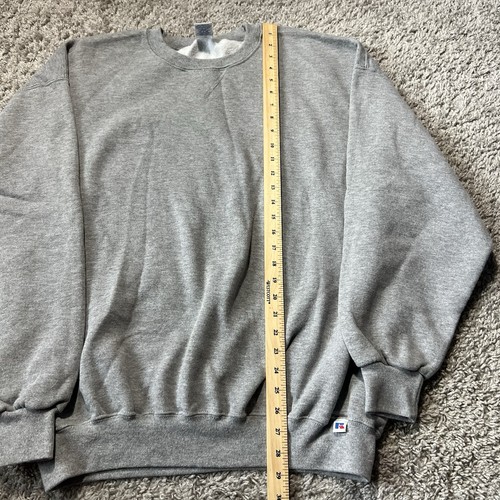 Vintage Russell Athletic Grey Blank Crewneck Sweatshirt Soft Fleece Mens XL Y2k  - Picture 7 of 8